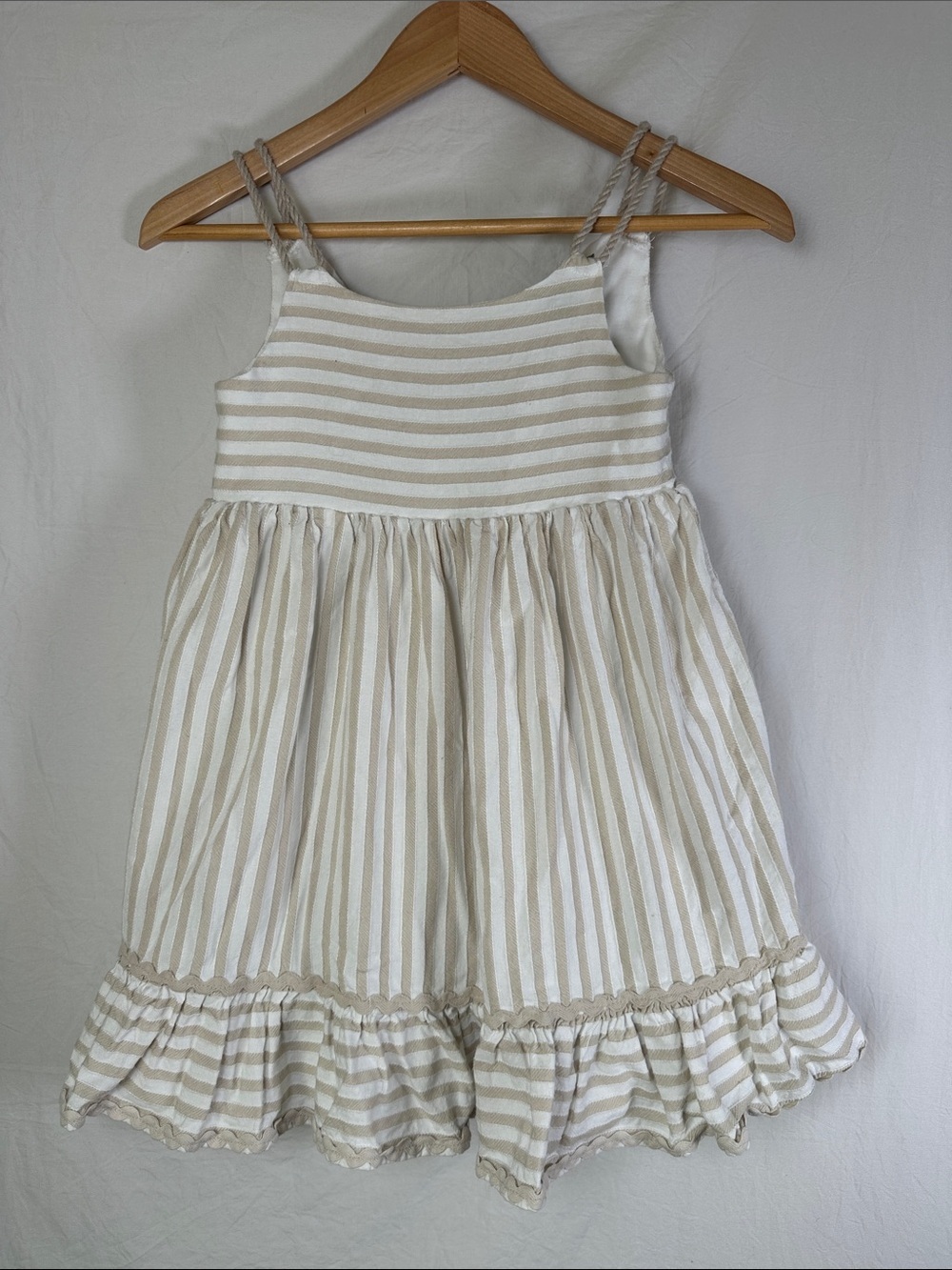 Tahari Beige and White Striped Sundress for Girls